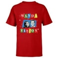 thumbnail image 1 of Marvel Studios WandaVision Logo TV Sitcom Style Disney+ - Short Sleeve T-Shirt for Kids - Customized-Red, 1 of 5