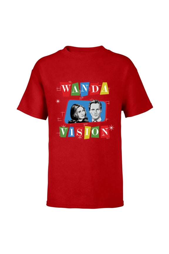Studios WandaVision Logo TV Sitcom Style Disney+ - Short Sleeve T-Shirt for Kids - Customized-Red