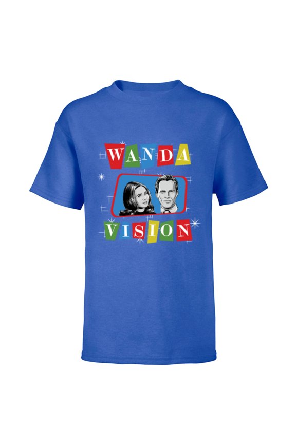 Studios WandaVision Logo TV Sitcom Style Disney+ - Short Sleeve T-Shirt for Kids - Customized-Royal