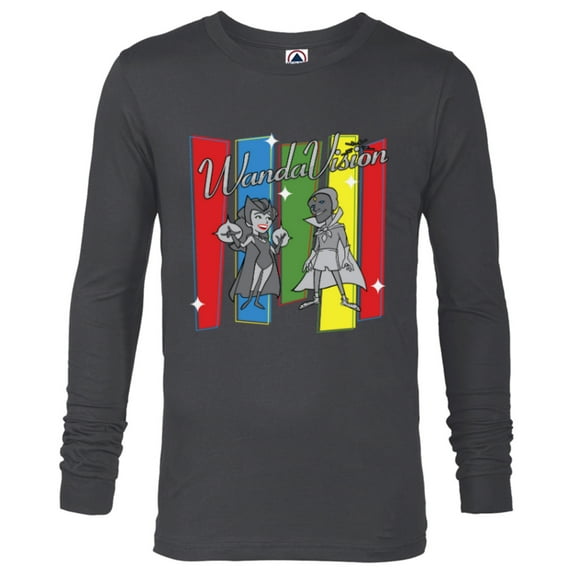 Marvel Studios WandaVision Logo TV Toon B&W Disney+ - Long Sleeve T-Shirt for Men - Customized-Charcoal Heather