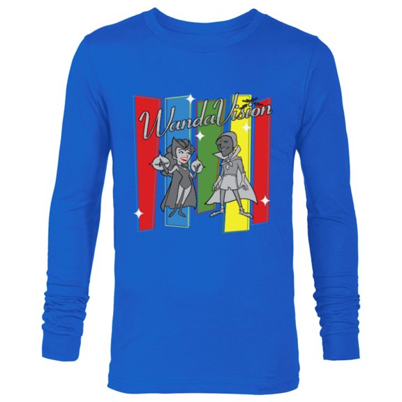 Marvel Studios WandaVision Logo TV Toon B&W Disney+ - Long Sleeve T-Shirt for Men - Customized-Navy