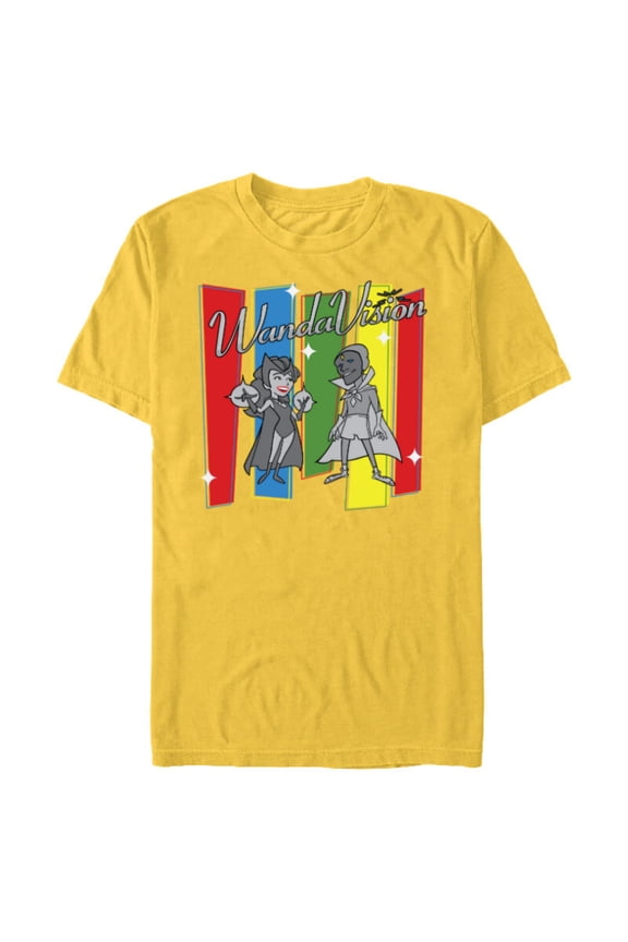 Studios WandaVision Logo TV Toon B&W Disney+ - Short Sleeve Blended T-Shirt for Adults - Customized-Yellow