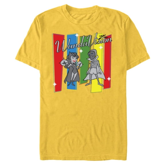 Marvel Studios WandaVision Logo TV Toon B&W Disney - Short Sleeve Blended T-Shirt for Adults - Customized-Yellow