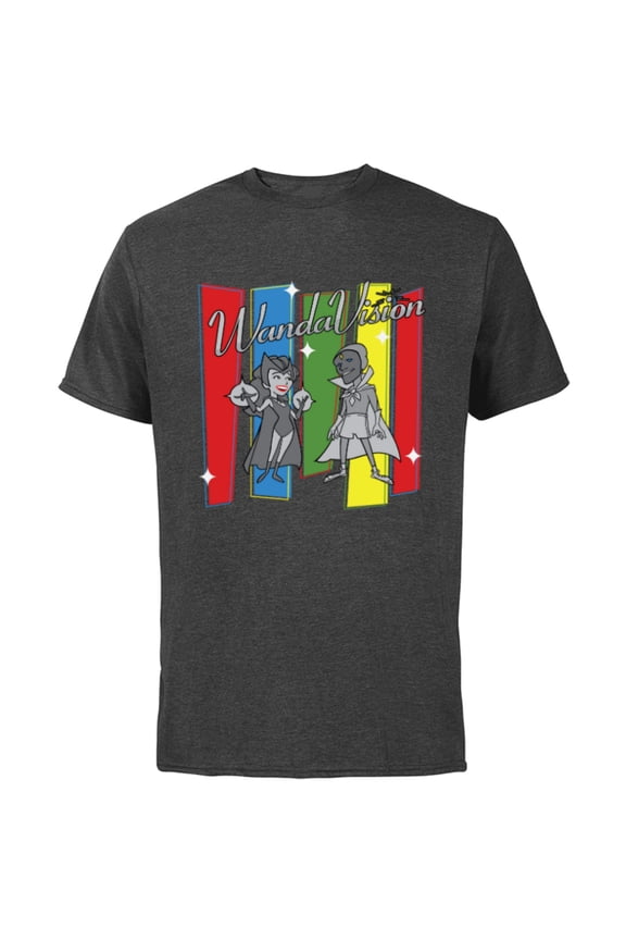 Studios WandaVision Logo TV Toon B&W Disney+ - Short Sleeve Cotton T-Shirt for Adults - Customized-Charcoal