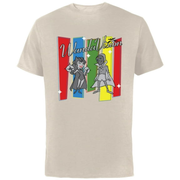 Marvel Studios WandaVision Logo TV Toon B&W Disney  - Short Sleeve Cotton T-Shirt for Adults - Customized-Natural