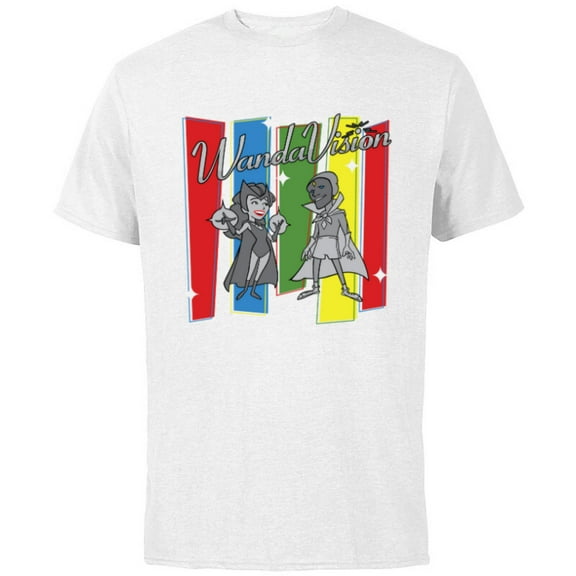 Marvel Studios WandaVision Logo TV Toon B&W Disney  - Short Sleeve Cotton T-Shirt for Adults - Customized-White