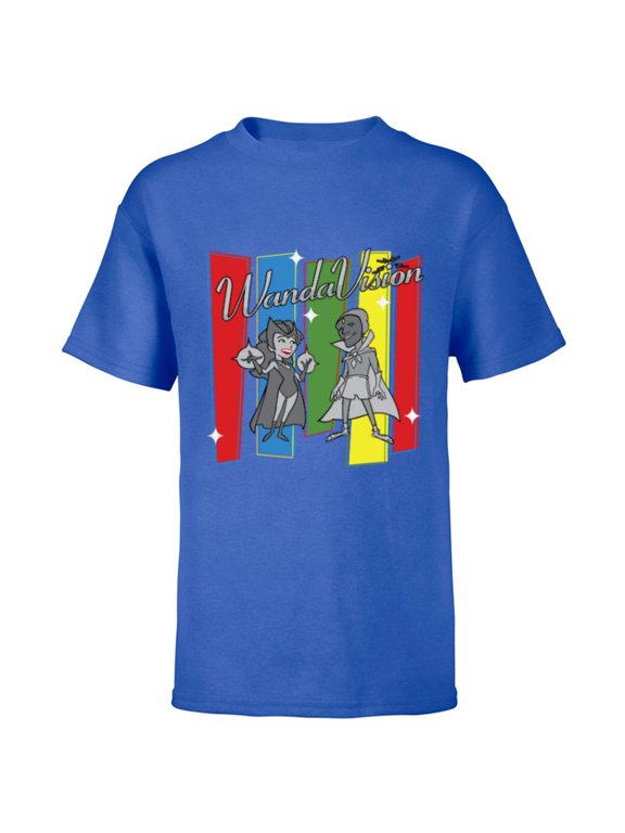 Studios WandaVision Logo TV Toon B&W Disney+ - Short Sleeve T-Shirt for Kids - Customized-Royal
