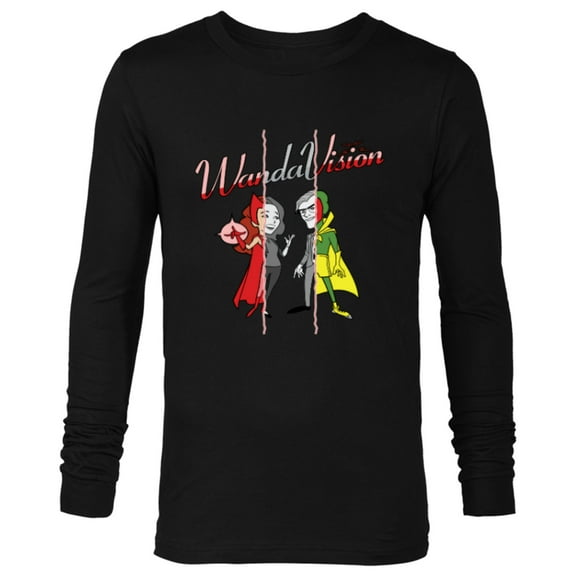 Marvel Studios WandaVision Logo Toon 1950s to 1990s Disney+ - Long Sleeve T-Shirt for Men - Customized-Black