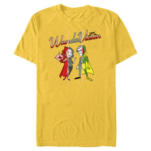 Marvel Studios WandaVision Logo Toon 1950s to 1990s Disney+ - Short Sleeve Blended T-Shirt for Adults - Customized-Yellow