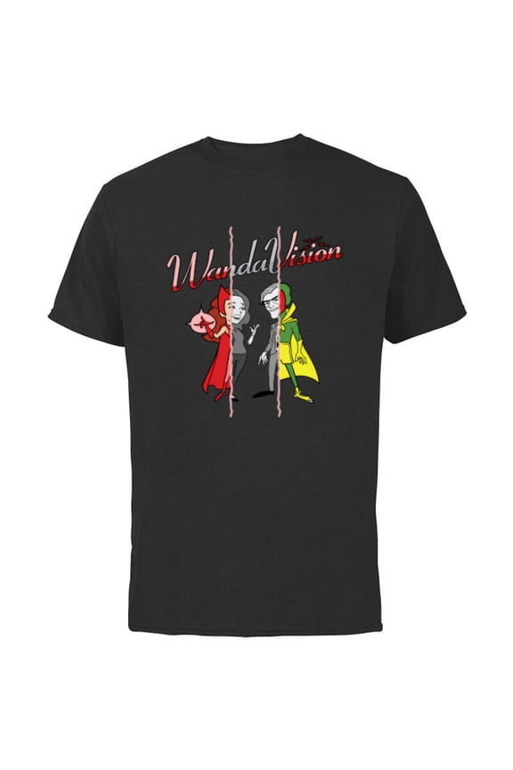 Studios WandaVision Logo Toon 1950s to 1990s Disney+ - Short Sleeve Cotton T-Shirt for Adults - Customized-Black