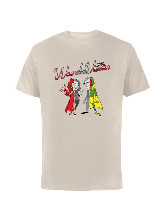 Studios WandaVision Logo Toon 1950s to 1990s Disney+ - Short Sleeve Cotton T-Shirt for Adults - Customized-Natural