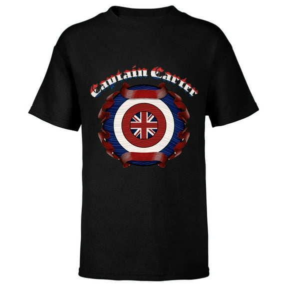 Marvel Studios What If...? Captain Carter Shield Vintage Art - Short Sleeve T-Shirt for Kids - Customized-Black
