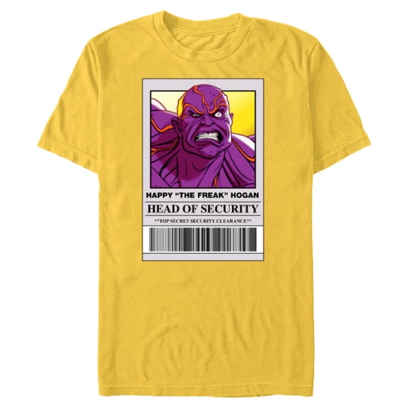 Marvel Studios What If...? Happy “The Freak” Hogan ID Card - Short Sleeve Blended T-Shirt for Adults - Customized-Yellow