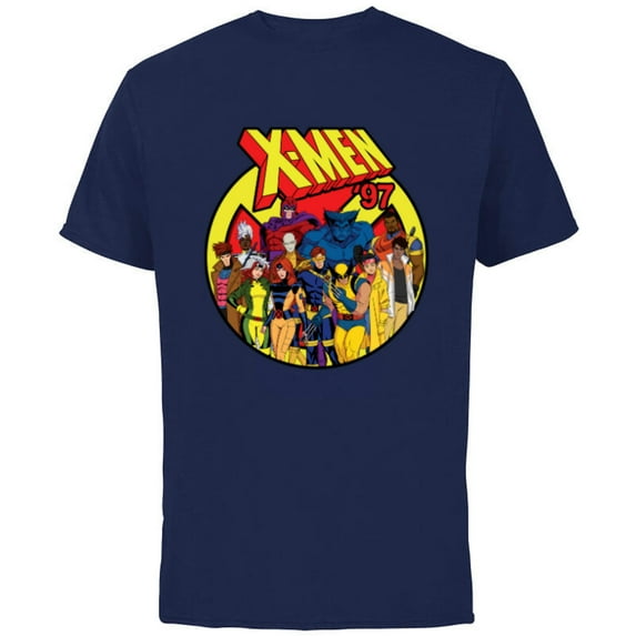 Marvel Studios X-Men ’97 Animated Series Team and Title Logo - Short Sleeve Cotton T-Shirt for Adults - Customized-Navy