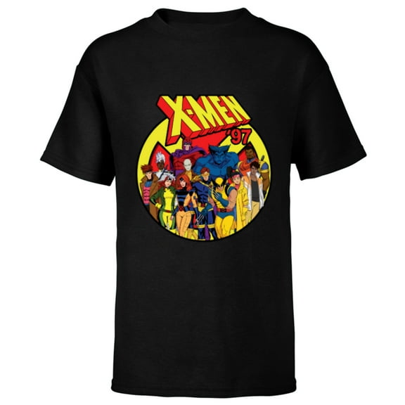 Marvel Studios X-Men ’97 Animated Series Team and Title Logo - Short Sleeve T-Shirt for Kids - Customized-Black