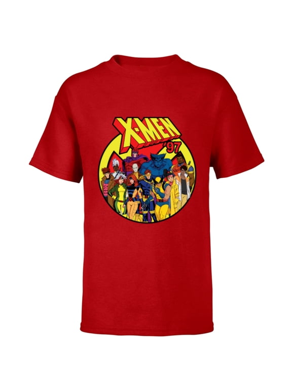 Studios X-Men ’97 Animated Series Team and Title Logo - Short Sleeve T-Shirt for Kids - Customized-Red