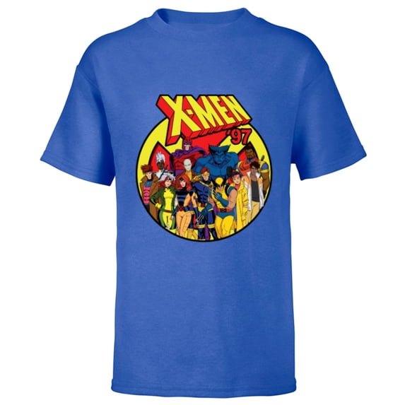 Marvel Studios X-Men ’97 Animated Series Team and Title Logo - Short Sleeve T-Shirt for Kids - Customized-Royal