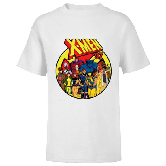 Marvel Studios X-Men ’97 Animated Series Team and Title Logo - Short Sleeve T-Shirt for Kids - Customized-White