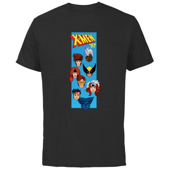 Marvel Studios X-Men ’97 Animated Series Vertical Box Team- Short Sleeve Cotton T-Shirt for Adults - Customized-Black
