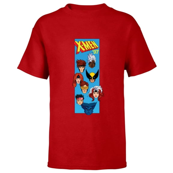 Marvel Studios X-Men ’97 Animated Series Vertical Box Team- Short Sleeve T-Shirt for Kids - Customized-Red