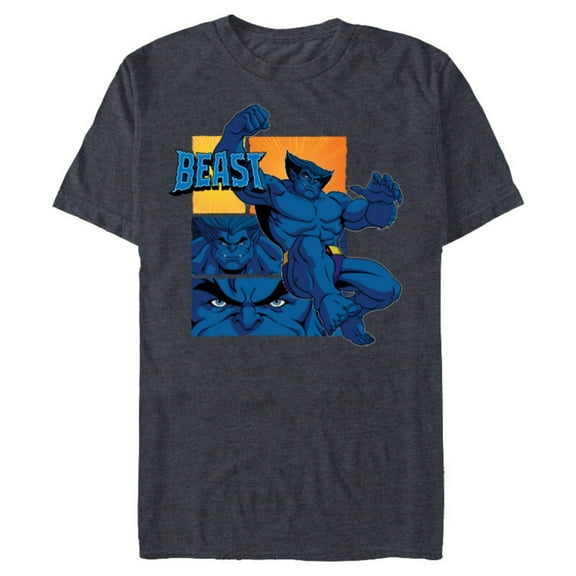 Marvel Studios X-Men ’97 Beast Logo Action Panels- Short Sleeve Blended T-Shirt for Adults - Customized-Navy Heather