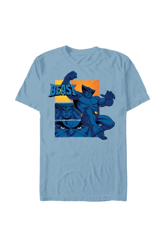 Studios X-Men ’97 Beast Logo Action Panels- Short Sleeve Blended T-Shirt for Adults - Customized-Ocean Blue