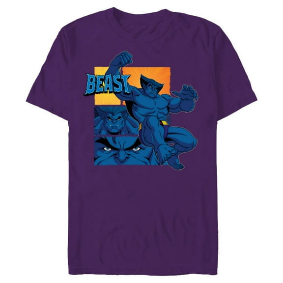 Marvel Studios X-Men ’97 Beast Logo Action Panels- Short Sleeve Blended T-Shirt for Adults - Customized-Purple