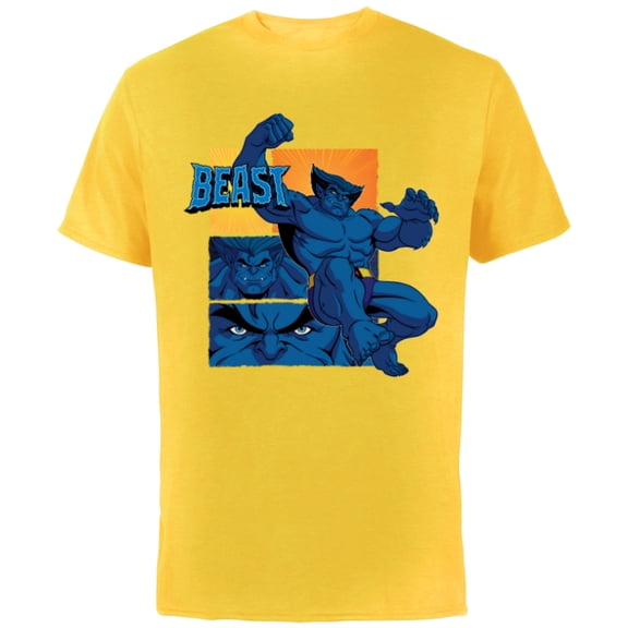 Marvel Studios X-Men ’97 Beast Logo Action Panels- Short Sleeve Cotton T-Shirt for Adults - Customized-Yellow