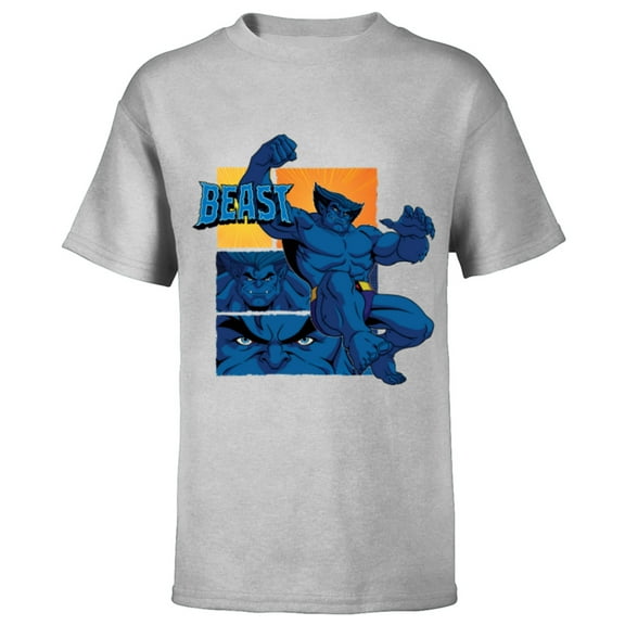 Marvel Studios X-Men ’97 Beast Logo Action Panels- Short Sleeve T-Shirt for Kids - Customized-Athletic Heather