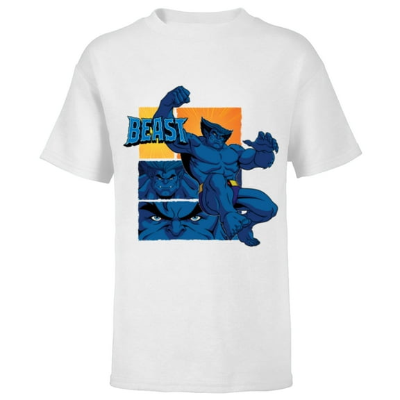 Marvel Studios X-Men ’97 Beast Logo Action Panels- Short Sleeve T-Shirt for Kids - Customized-White