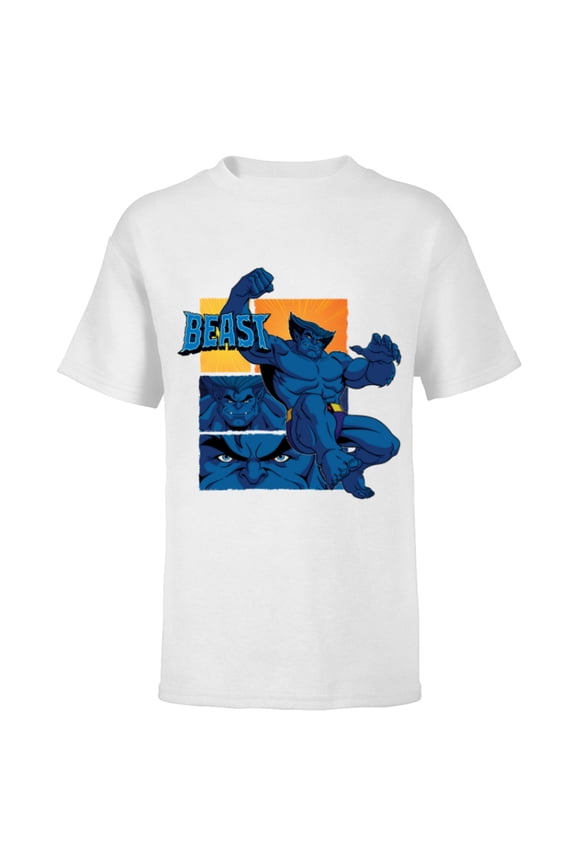 Studios X-Men ’97 Beast Logo Action Panels- Short Sleeve T-Shirt for Kids - Customized-White
