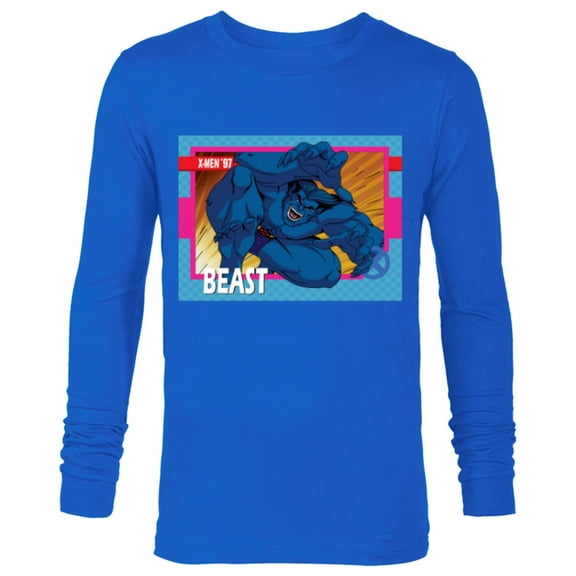 Marvel Studios X-Men ’97 Beast Retro Trading Card- Long Sleeve T-Shirt for Men - Customized-Navy
