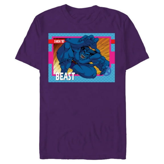 Marvel Studios X-Men ’97 Beast Retro Trading Card- Short Sleeve Blended T-Shirt for Adults - Customized-Purple