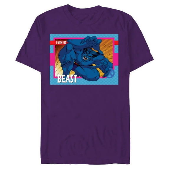 Marvel Studios X-Men ’97 Beast Retro Trading Card- Short Sleeve Blended T-Shirt for Adults - Customized-Purple