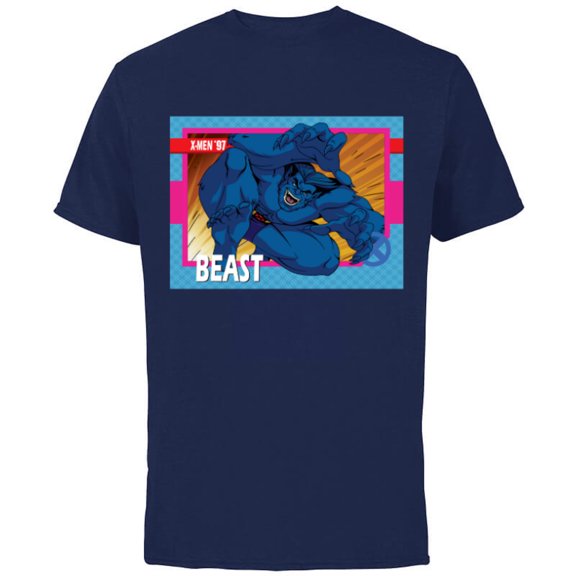 Marvel Studios X-Men ’97 Beast Retro Trading Card- Short Sleeve Cotton T-Shirt for Adults - Customized-Navy