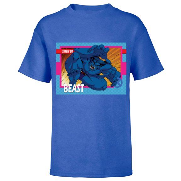 Marvel Studios X-Men ’97 Beast Retro Trading Card- Short Sleeve T-Shirt for Kids - Customized-Royal