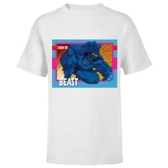 Marvel Studios X-Men ’97 Beast Retro Trading Card- Short Sleeve T-Shirt for Kids - Customized-White