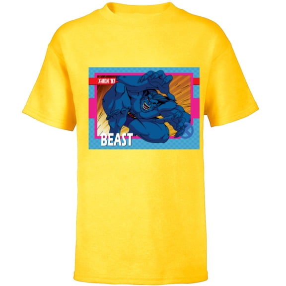 Marvel Studios X-Men ’97 Beast Retro Trading Card- Short Sleeve T-Shirt for Kids - Customized-Yellow