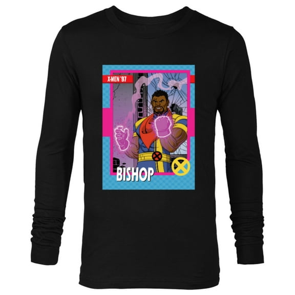 Marvel Studios X-Men ’97 Bishop Retro Trading Card- Long Sleeve T-Shirt for Men - Customized-Black