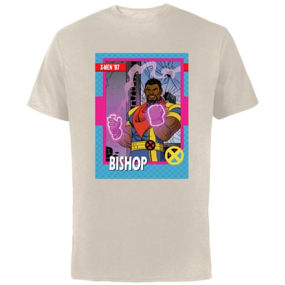 Marvel Studios X-Men ’97 Bishop Retro Trading Card- Short Sleeve Cotton T-Shirt for Adults - Customized-Natural