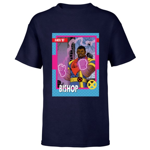 Marvel Studios X-Men ’97 Bishop Retro Trading Card- Short Sleeve T-Shirt for Kids - Customized-Navy