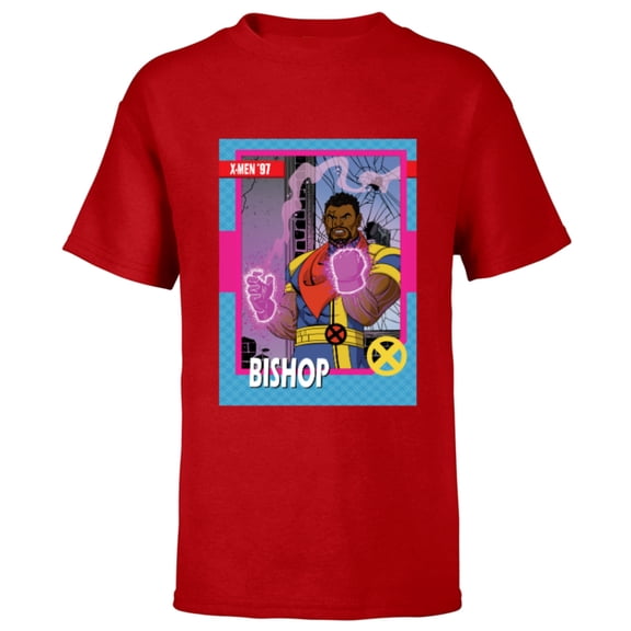 Marvel Studios X-Men ’97 Bishop Retro Trading Card- Short Sleeve T-Shirt for Kids - Customized-Red