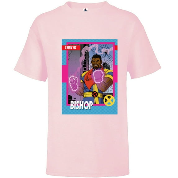 Marvel Studios X-Men ’97 Bishop Retro Trading Card- Short Sleeve T-Shirt for Kids - Customized-Soft Pink