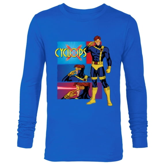 Marvel Studios X-Men ’97 Cyclops Optic Blast Action Panels- Long Sleeve T-Shirt for Men - Customized-Navy