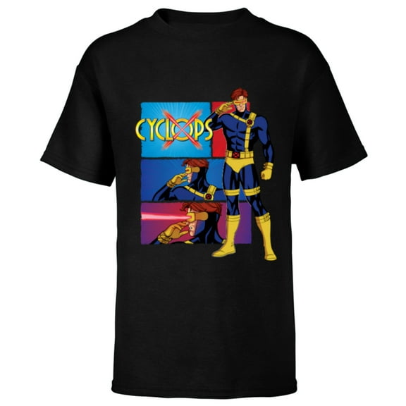 Marvel Studios X-Men ’97 Cyclops Optic Blast Action Panels- Short Sleeve T-Shirt for Kids - Customized-Black