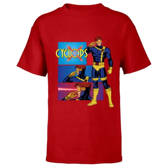 Marvel Studios X-Men ’97 Cyclops Optic Blast Action Panels- Short Sleeve T-Shirt for Kids - Customized-Red