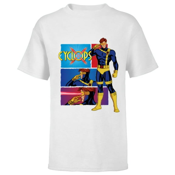Marvel Studios X-Men ’97 Cyclops Optic Blast Action Panels- Short Sleeve T-Shirt for Kids - Customized-White