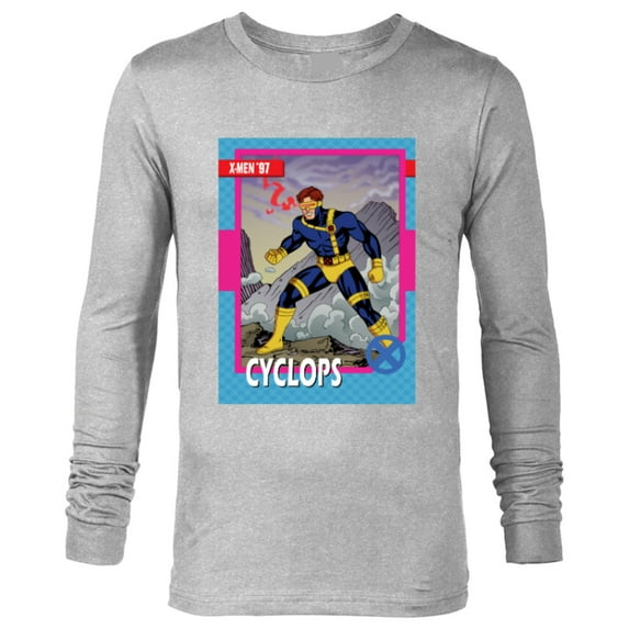 Marvel Studios X-Men ’97 Cyclops Retro Trading Card- Long Sleeve T-Shirt for Men - Customized-Athletic Heather