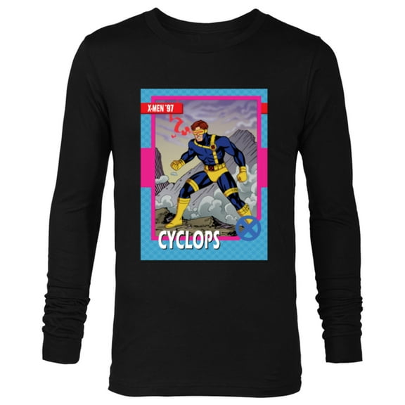Marvel Studios X-Men ’97 Cyclops Retro Trading Card- Long Sleeve T-Shirt for Men - Customized-Black