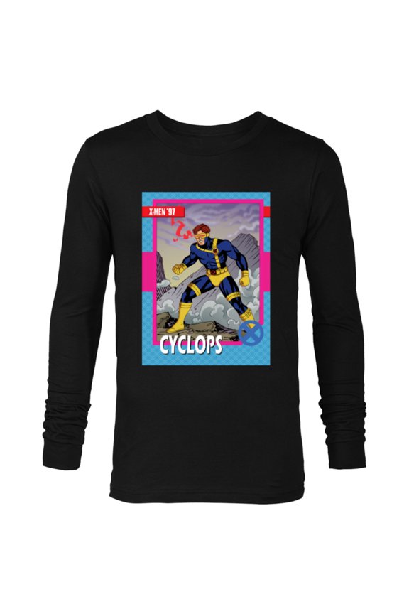 Studios X-Men ’97 Cyclops Retro Trading Card- Long Sleeve T-Shirt for Men - Customized-Black